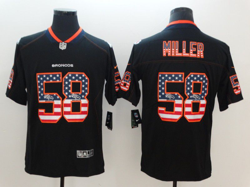 Men Denver Broncos #58 Miller Nike USA Flag Fashion Black Color Rush Limited NFL Jersey